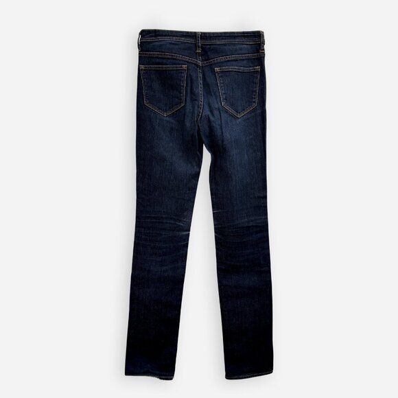 UNIQLO Mid Rise Straight Leg Jeans Dark Wash Size 23 Stretch 32.75 Inseam - Picture 2 of 7